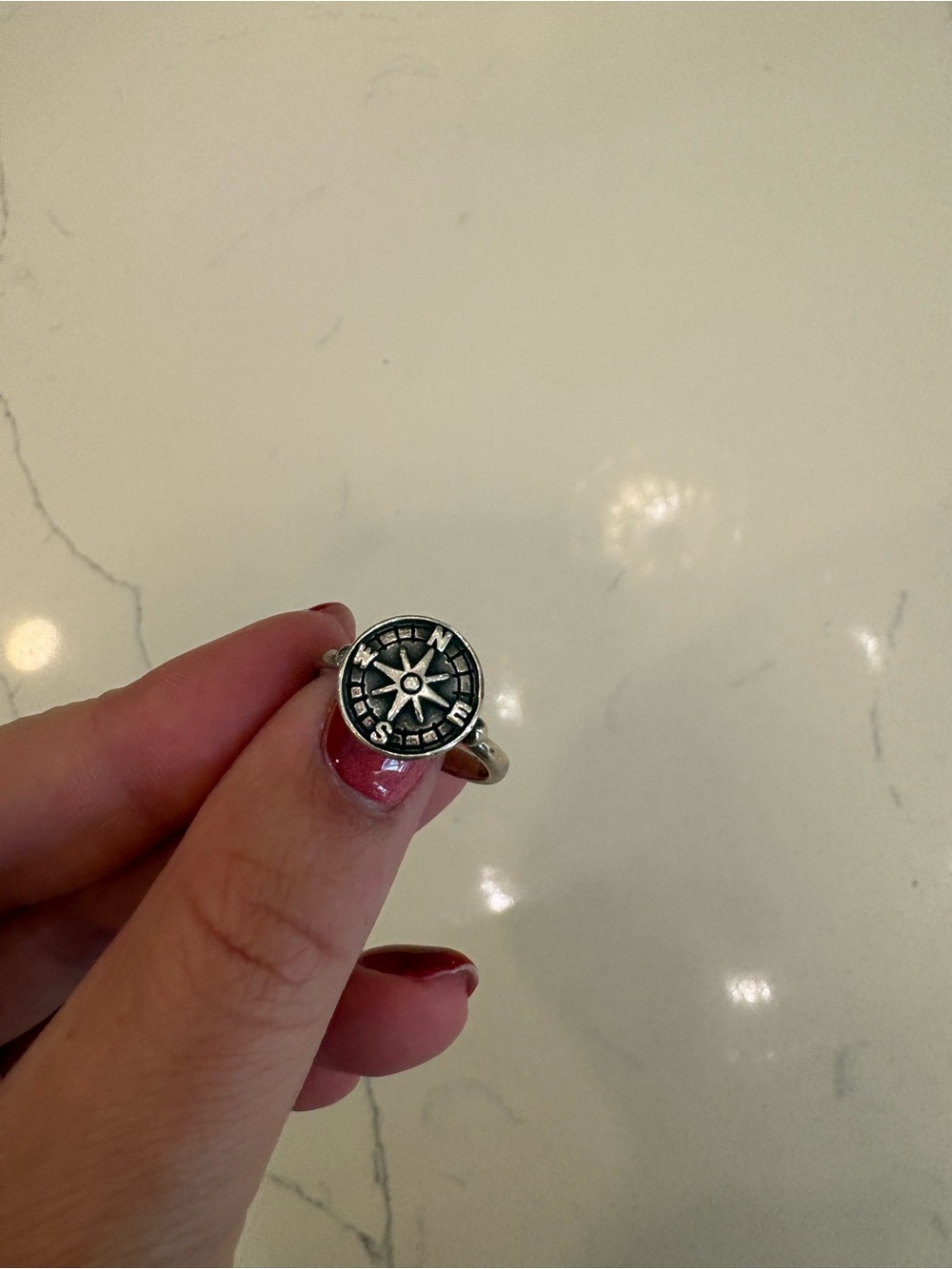James Avery Silver Compass Ring with Black Details